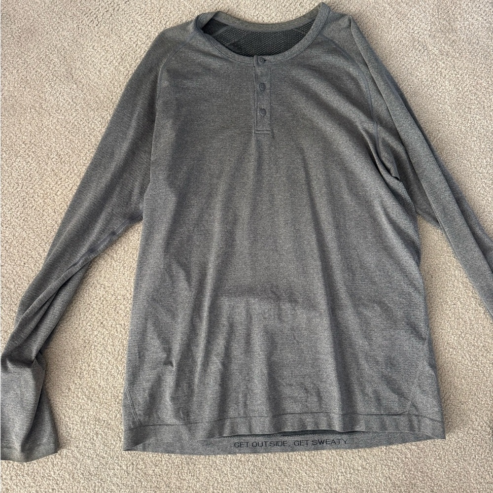 Gray Long Sleeve Henley Top